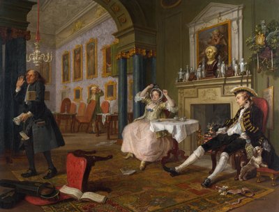 Marriage A-la-Mode: 2, Het tête-à-tête door William Hogarth